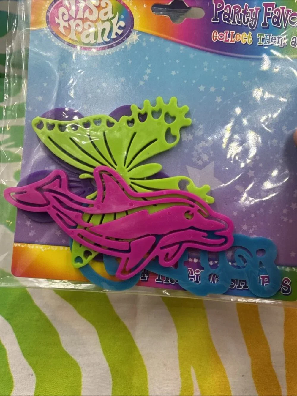 Vintage Lisa Frank Party Favors – 4 Tracing Shapes (Butterfly, Dolphin, Flower)